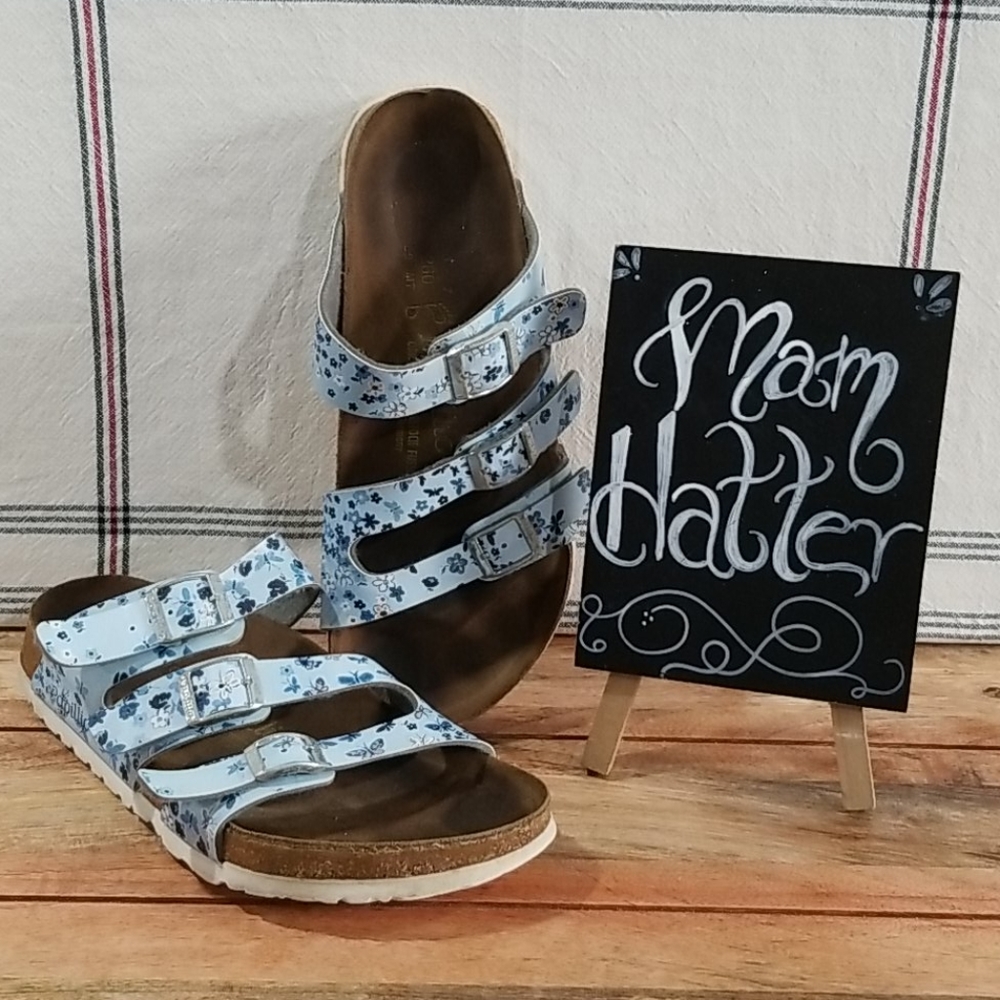 Papillion Floral Three Strap Sandals